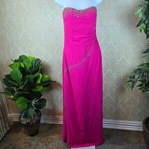 Precious Formals Size 10 Pink Strapless Beaded Formal Gown Prom Sweetheart Neck